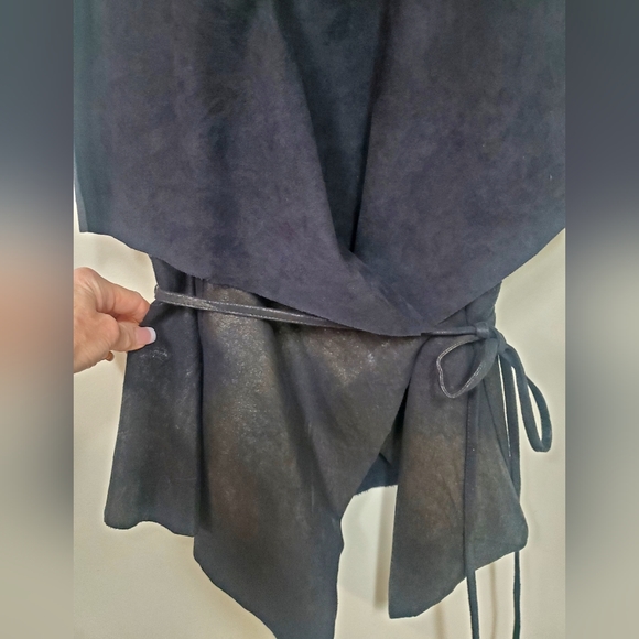 BAGATELLE Women's Vegan Bronze Suede Wrap Vest, size S. - Picture 2 of 5
